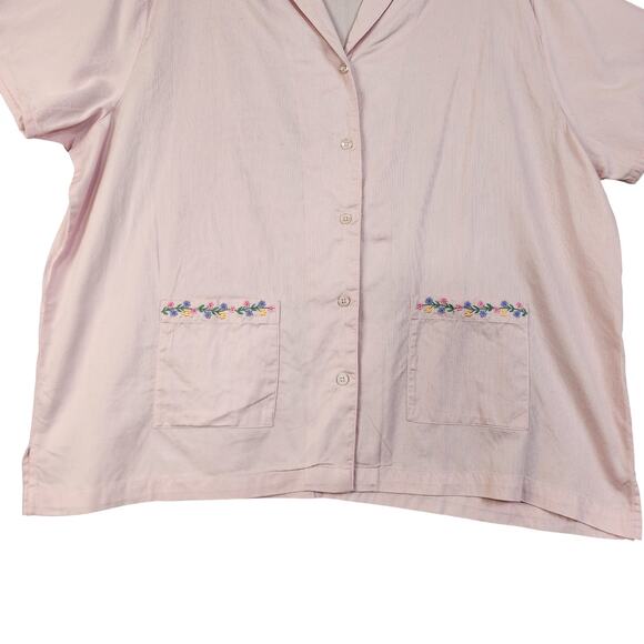Blair Womens Vintage Ditzy Floral Embroidered Button Down Shirt Plus Size 2XL - Picture 3 of 10